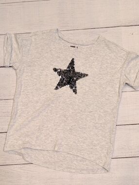 Crazy 8 Light Gray Tee with Black Sequin Star